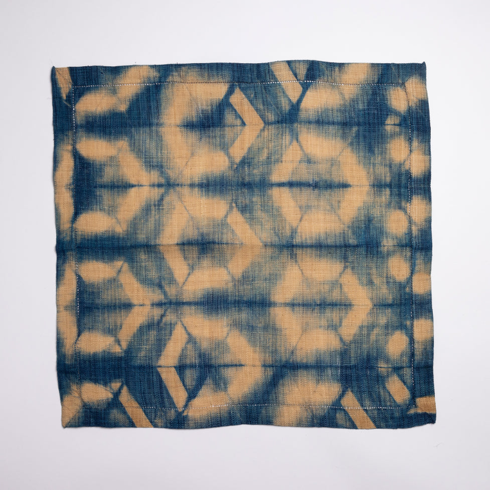 Raffia Table Top Centerpiece - Turtle Pattern - Indigo