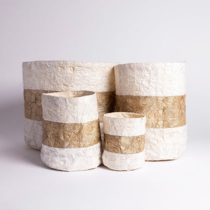 Natural Madagascar Silk Basket - Striped