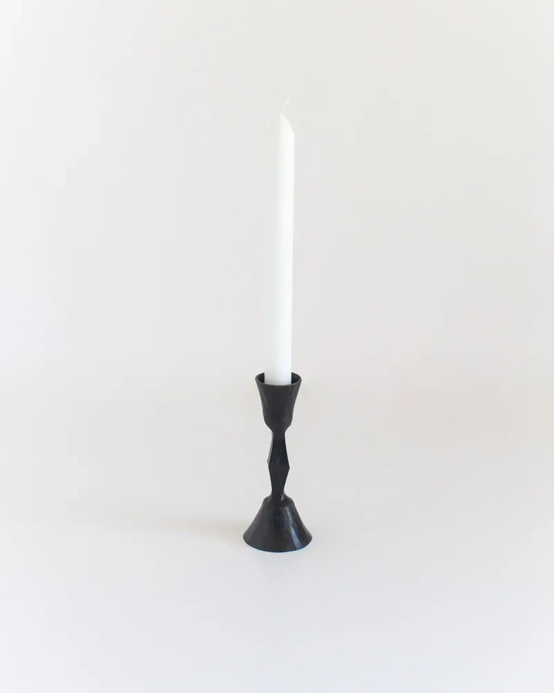 Low Diamond Hand-Forged Iron Candle Stand