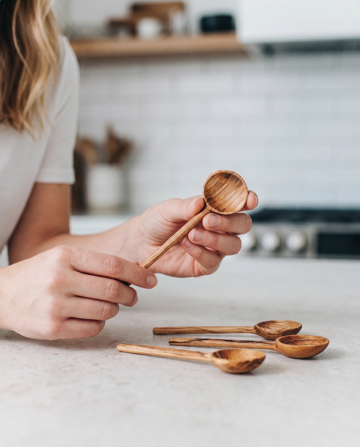 Olive Wood Condiment Spoon Set