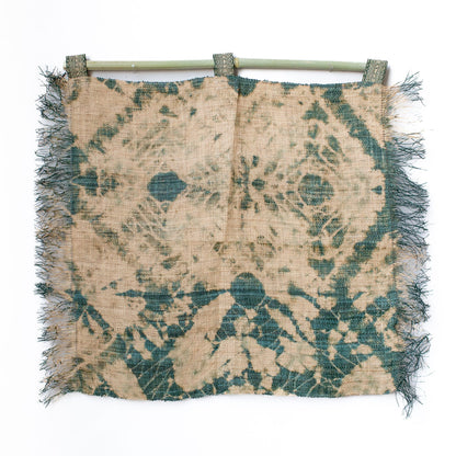Raffia Wall Hanging - Shibori Spider Web Pattern - Khaki Green