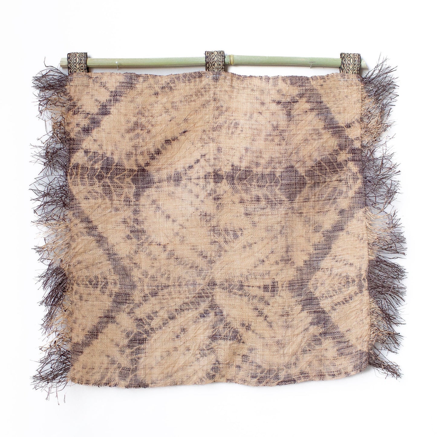 Raffia Wall Hanging - Shibori Spider Web Pattern - Lavender Grey