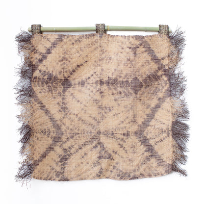 Raffia Wall Hanging - Shibori Spider Web Pattern - Lavender Grey