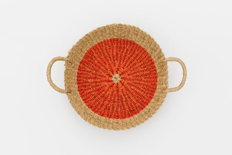 Woven  Round Tray I Pink