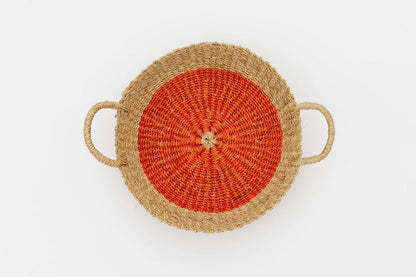 Woven  Round Tray I Pink