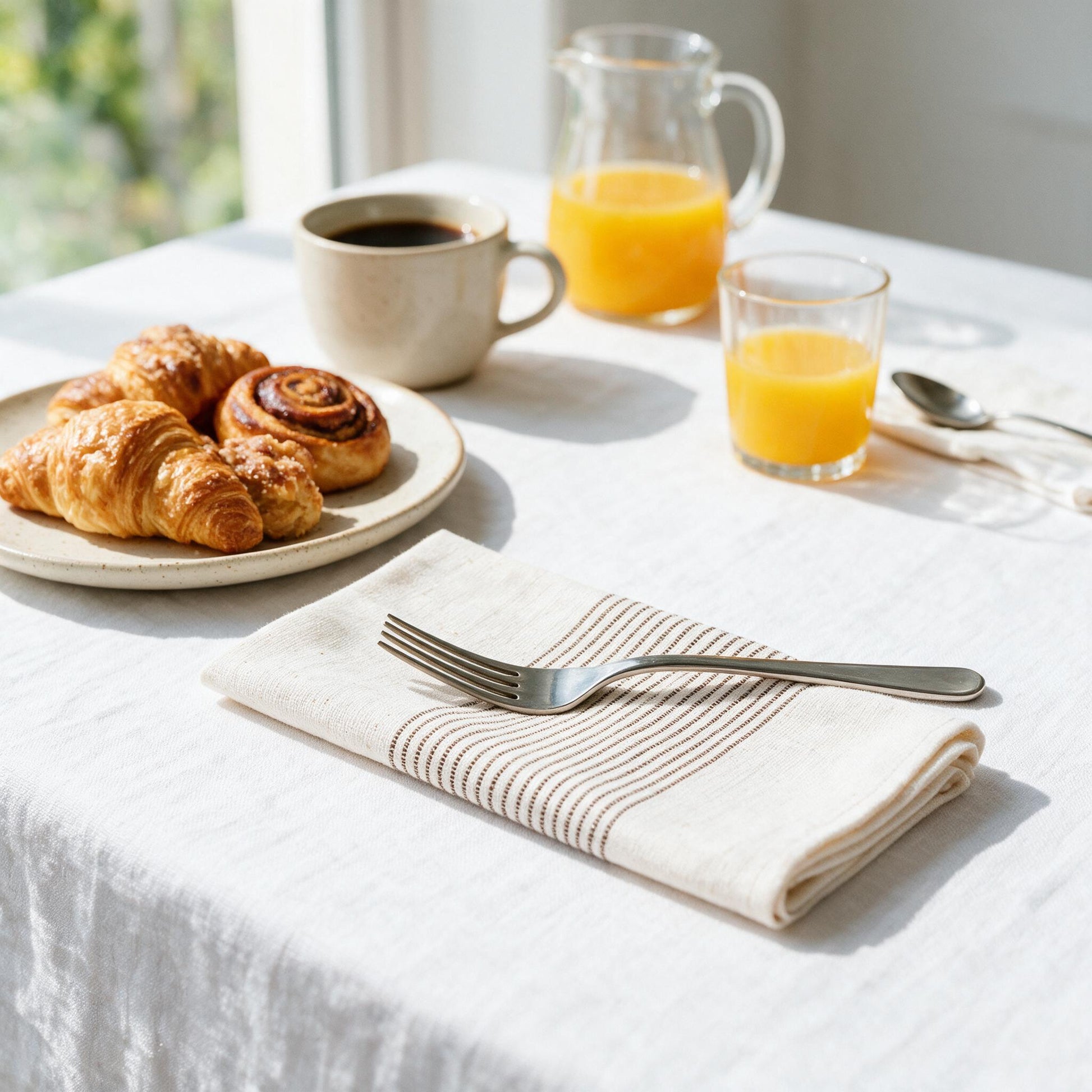 Riviera cotton napkin at a brunch table