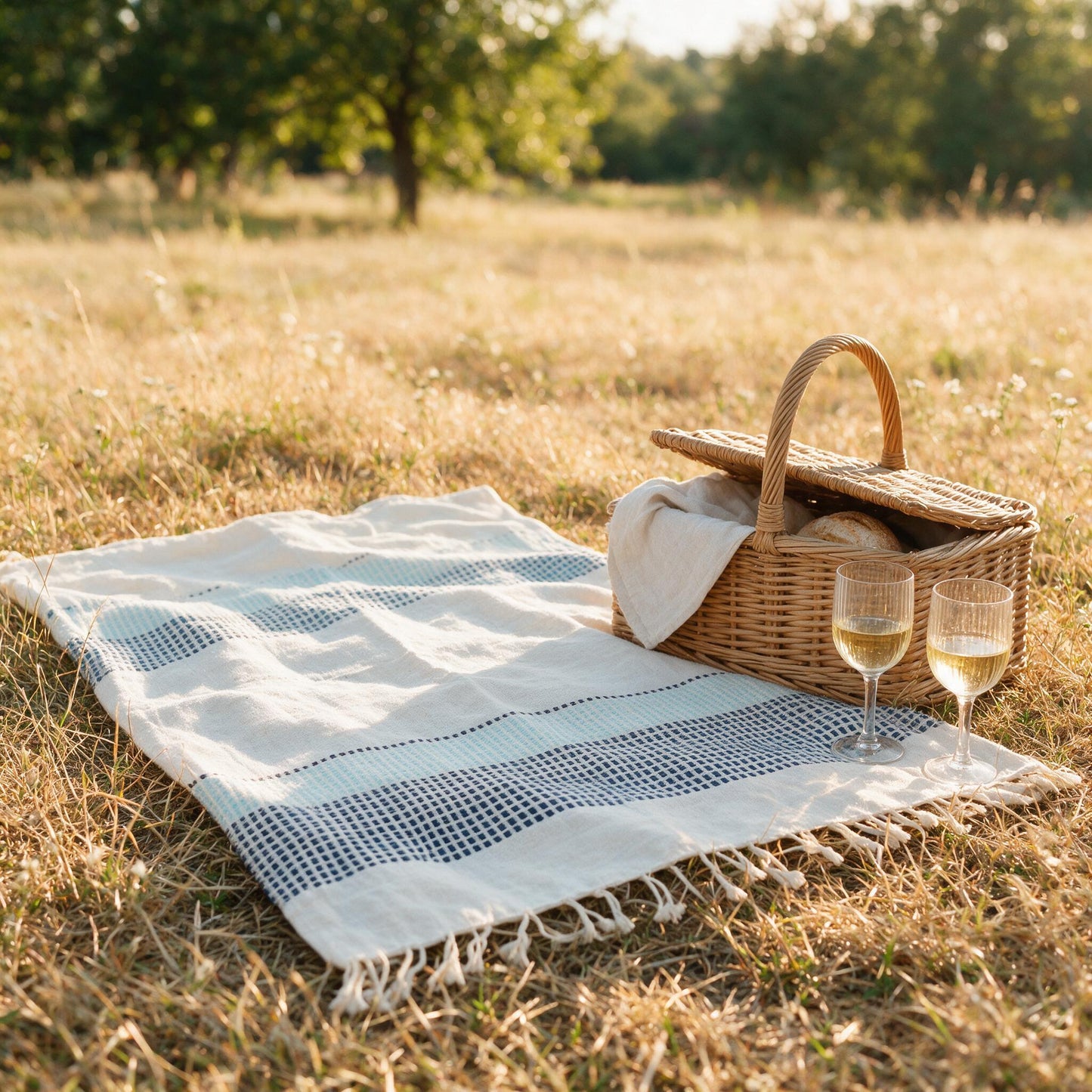 Camden cotton blanket spread for a picnic
