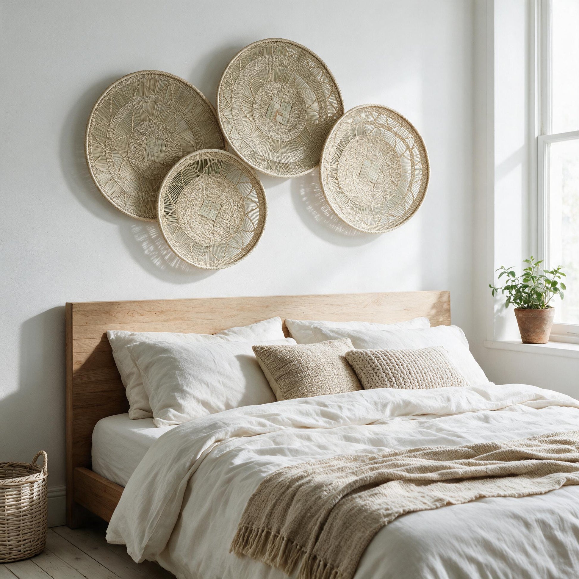 Binga lace blonde basket above a bed