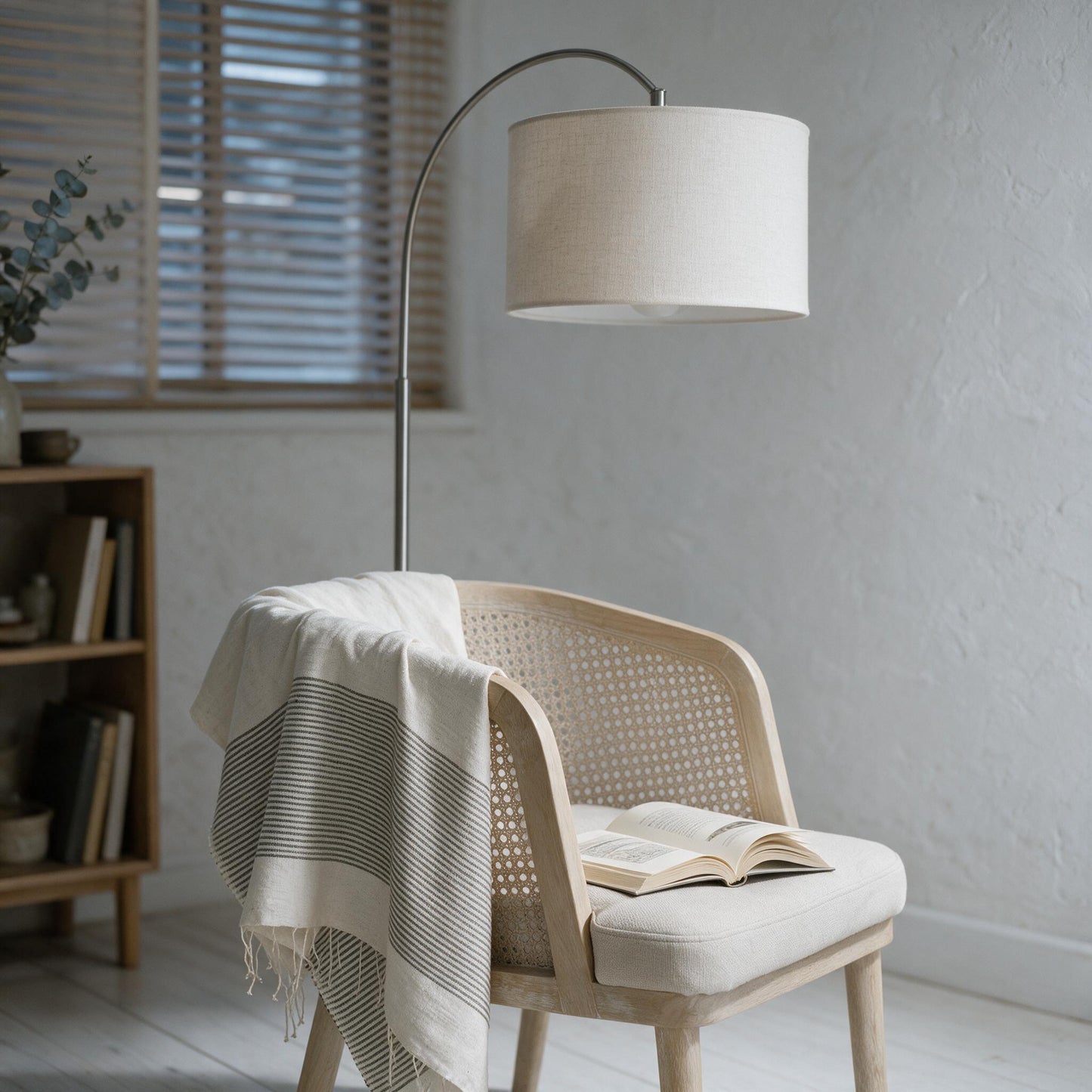 Riviera cotton throw on a reading chair