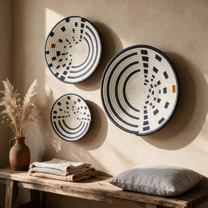Sunrise wall baskets clustered on a wall