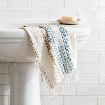 Camden hand towel on a pedestal basin