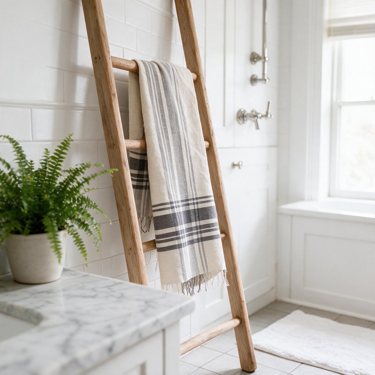 Cabin Hatch lightweight towel on a ladder rack