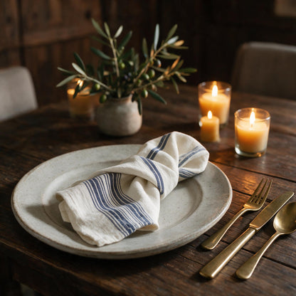 Aden cotton dinner napkin on a set table