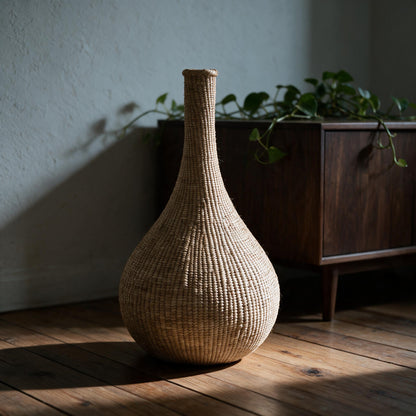 Long-necked Ilala gourd basket on the floor