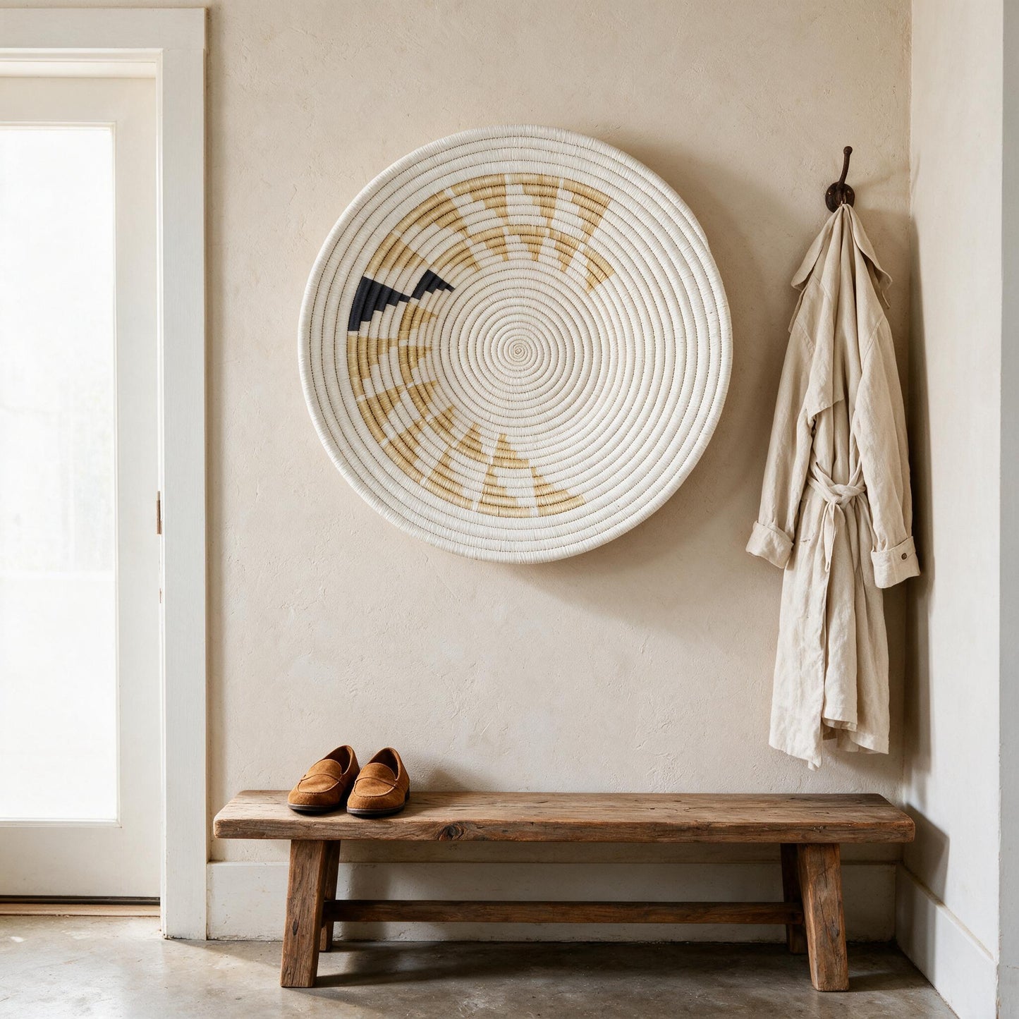 Inyabu wall basket in an entryway